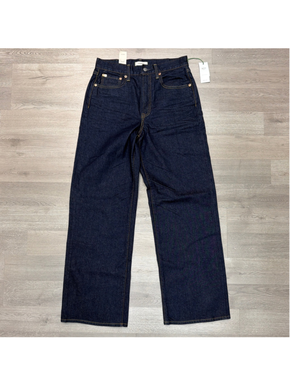 NWT American Eagle AE77 Stovepipe Wide Leg Dark Denim Jeans Sz 8 Regular! - Picture 1 of 8